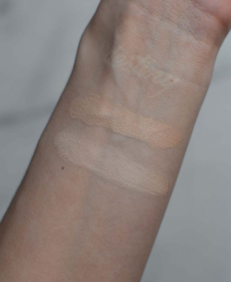 trinny london de stress tinted serum jemima swatch, trinny london just a touch concealer lulu swatch review